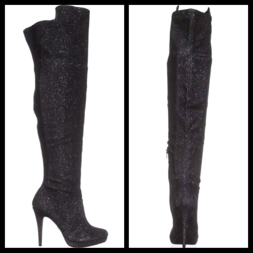 Thalia Sodi Over-The-Knee silver Metallic Boot Size 8.5